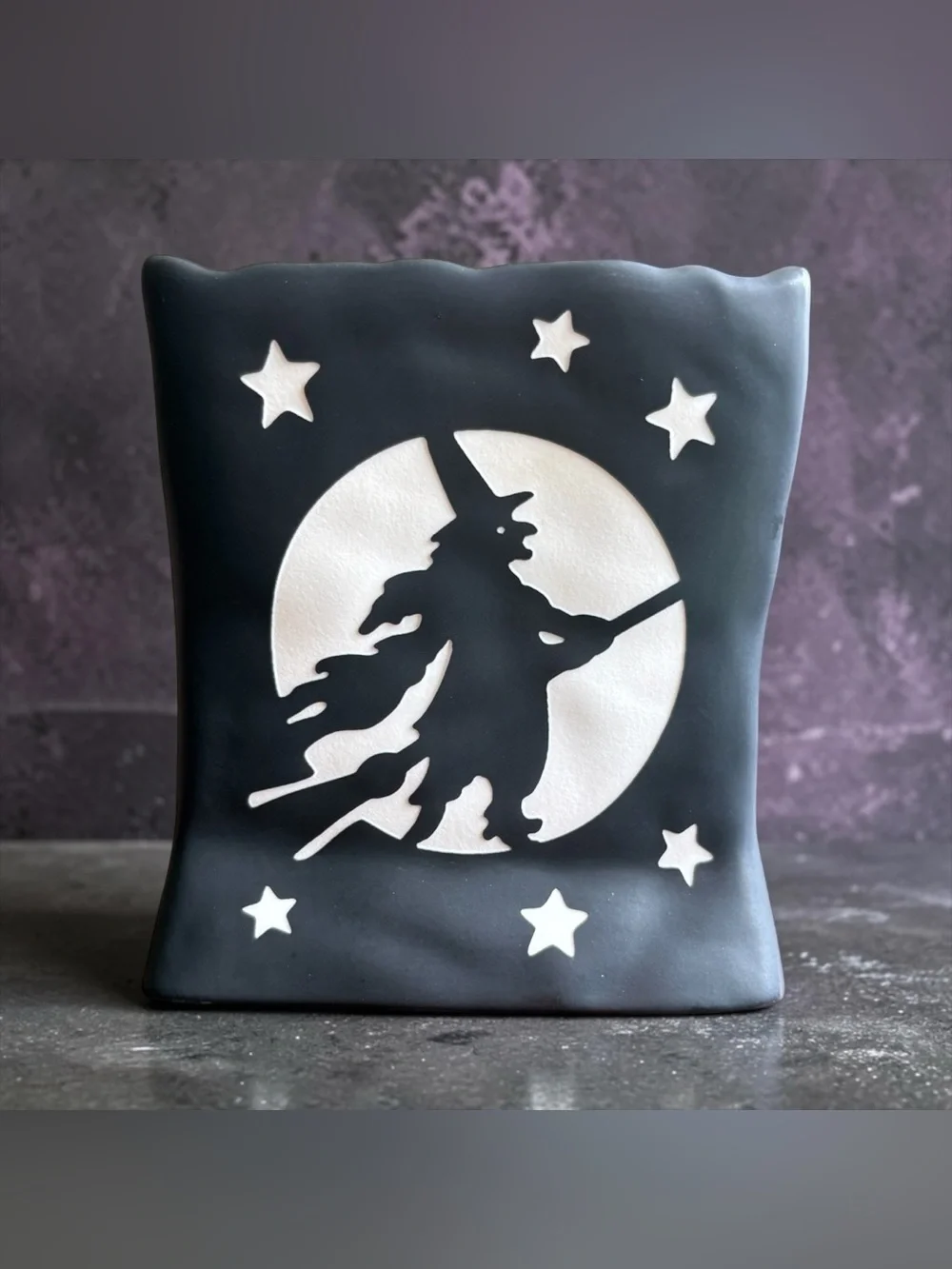 Vintage PartyLite Porcelain Witch Votive Luminary Halloween Decor